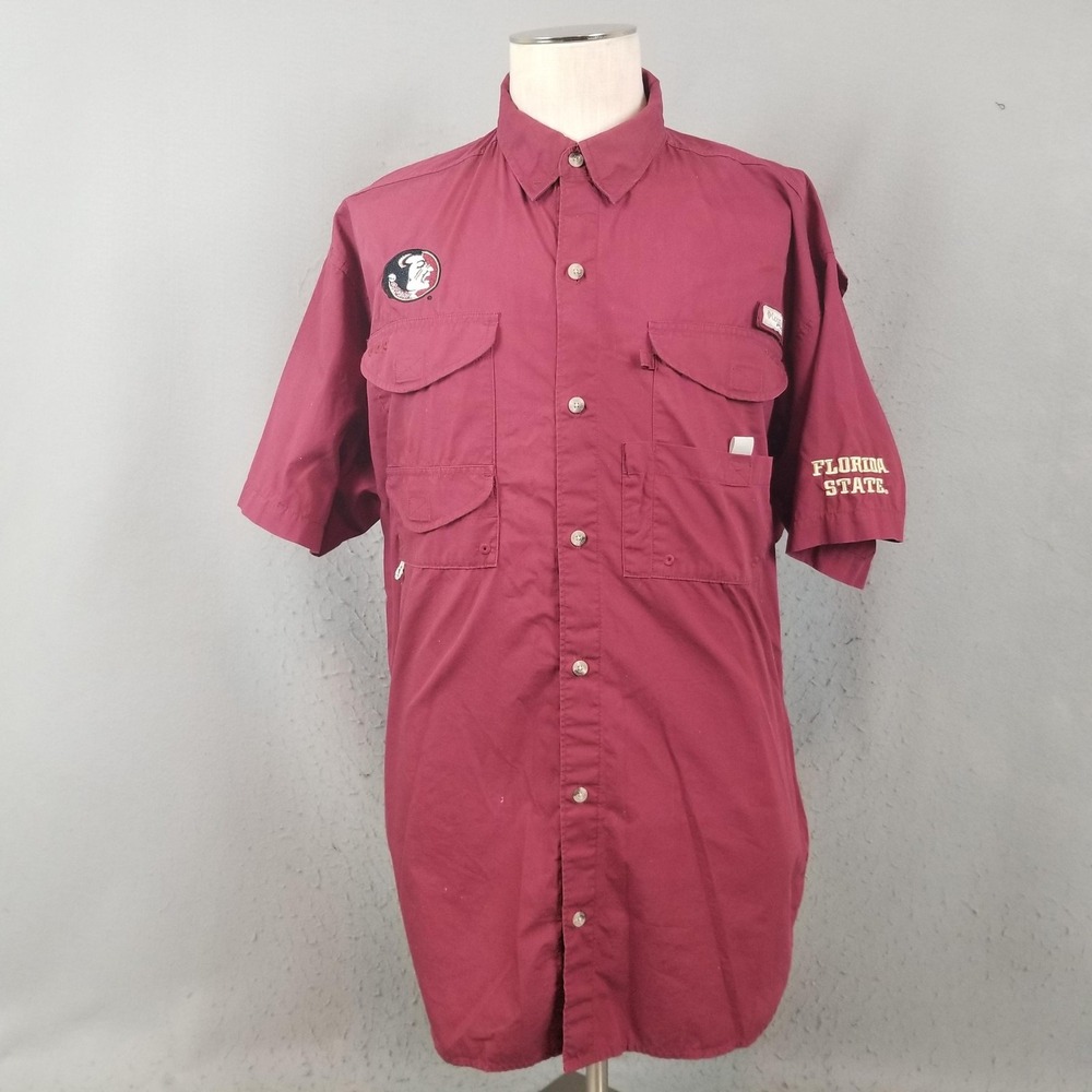 Florida State Seminoles Shirt Mens Large Red NCAA Football‎ Columbia PFG Fishing